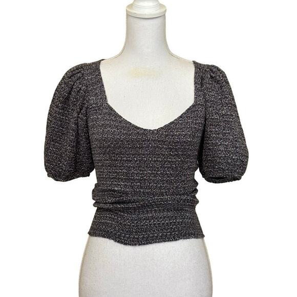 Nation LTD black/white puff sleeves sweater, XS, minimalist, basic, layering - Picture 1 of 6